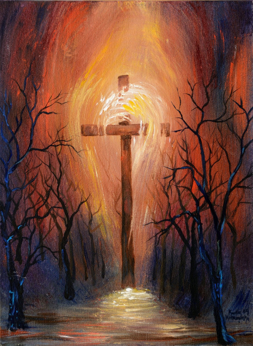 Holy Cross Acrylic Painting, Christian Art, Original Acrylic Painting