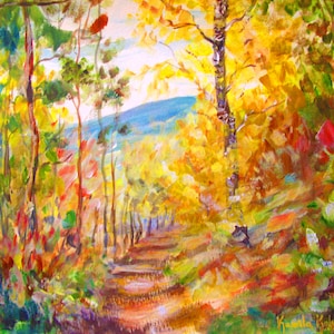 Small Print Landscape Painting, Aesthetic Room Decor, Fall Wall Art, Gift Under 30