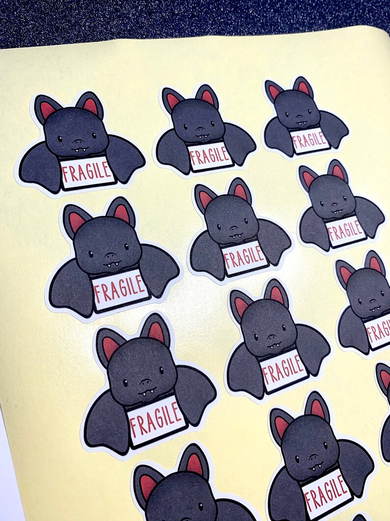 Stickers Cute Bat Fragile Stickers | Etsy