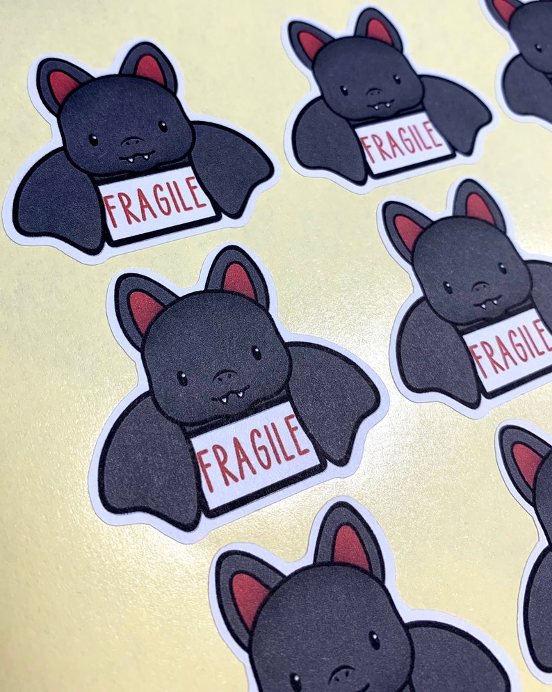 Stickers Cute Bat Fragile Stickers | Etsy