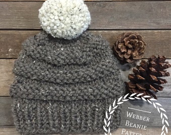 The WEBBER beanie pattern/Knitting pattern / Knit pattern / Basic knitting pattern /Basic knit hat/ Beginner knitting pattern