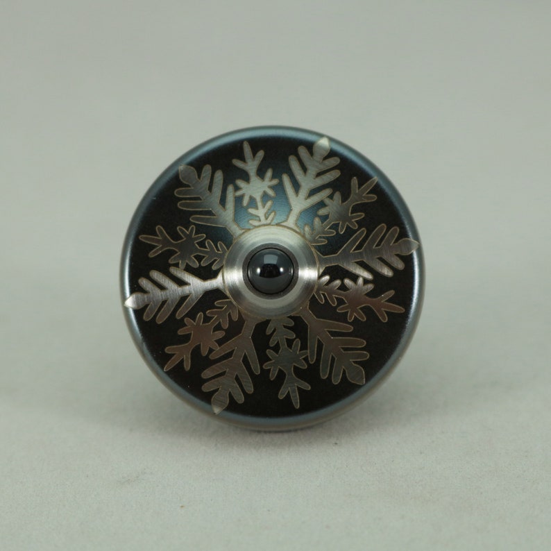 Laser Etched Inverted Snowflake Stainless Steel Spinning Top~Kemner Design ~Laser Etched ~EDC ~Spin Top