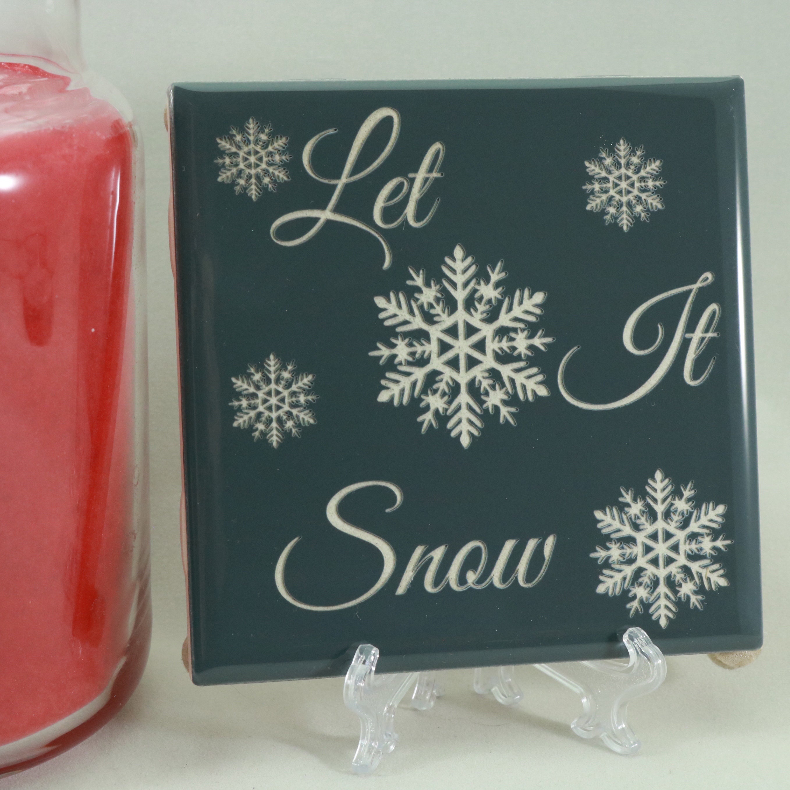 Let It Snow Laser Engraved Ceramic Tile laser Engraved Gift Etsy