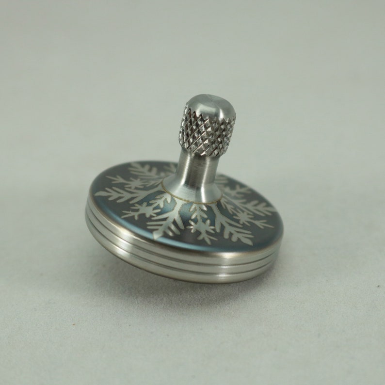Laser Etched Inverted Snowflake Stainless Steel Spinning Top~Kemner Design ~Laser Etched ~EDC ~Spin Top