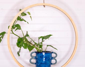 Large Circle Wooden Plant Hanger, Bubble Hanging planter, Planter With Saucer, Air Plant Hanger, Boho, Mid Century Modern Planter
