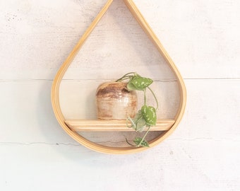 Small Teardrop Cubby | Plant Shelf | Wooden Wall Shelf | Wall Hanging | Small Book Shelf | Wall Display Shelf | Modern Wall Shelf