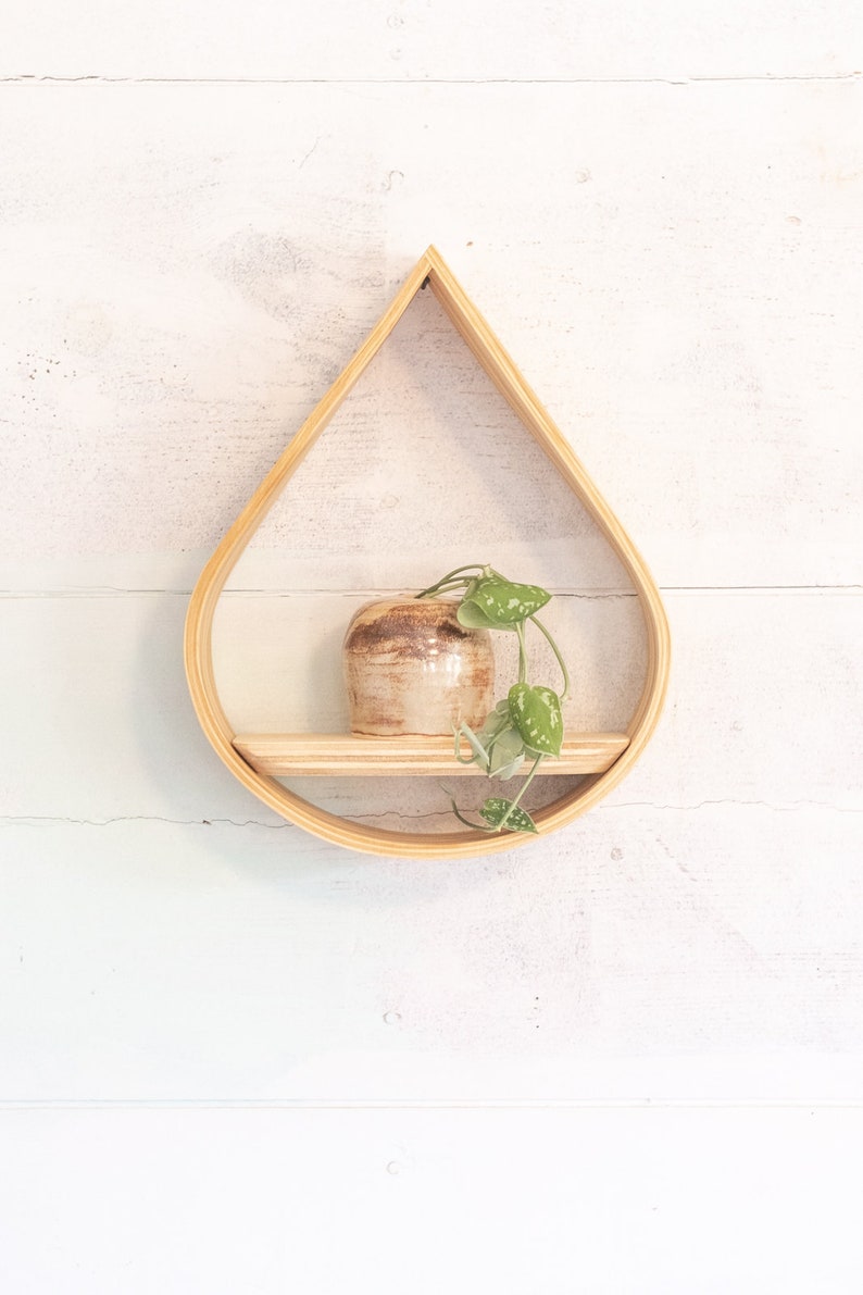 Small Teardrop Cubby Plant Shelf Wooden Wall Shelf Wall Etsy
