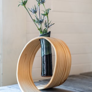 Jarrón con ondas, porta flores, expositor de flores, jarrón de flores bohemio, jarrón de mesa, jarrón de flores geométrico, jarrón único