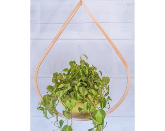 Large Wooden Plant Hanger, Tear Drop Planter, Planter With Saucer, Air Planter Holder, Vintage Plant Display, Hanging Tear Drop Planter