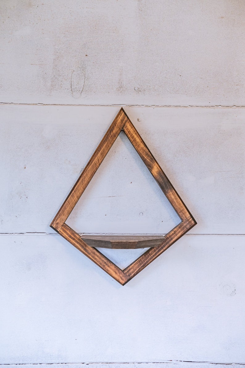 Wall Mount Diamond Planter with Saucer, Geometric Wall Planter,Geometric Air Planter, Wall Planter, Wall Mounted Geometric Plant Hanger Just Dark Planter