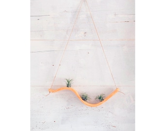 Suporte de parede pequeno com formato de onda para plantas aéreas, expositor para plantas aéreas, decoração boho, suporte para plantas aéreas, decoração para plantas de interior, presente para amantes de plantas.