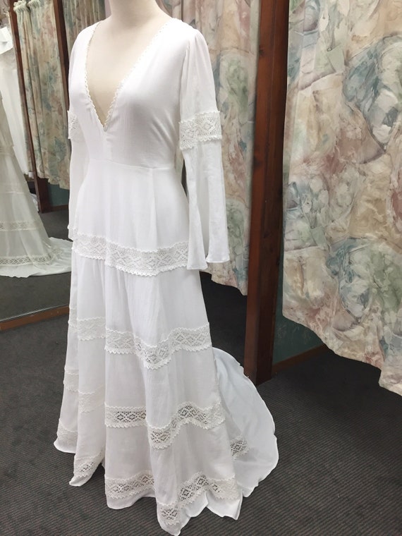BOHO Cotton Gauze Wedding Special Occasion Dress Bell Sleeve | Etsy