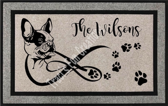Personalized Doormat Door Mat Boston Terrier Door Mat Wedding Gift Housewarming Gift Front Door Mat Doormat Boston Terrier Gift