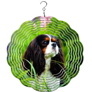 Cavalier Kind Charles Spaniel Stained Glass Wind Spinner | 10&quot; Windspinner | Wind Spinner | Dog Lovers