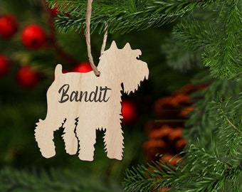 Miniature Schnauzer, Personalized Dog Ornament, Wood Dog Ornament with Lettered Name, Custom Dog Ornament, Miniature Schnauzer Ornament
