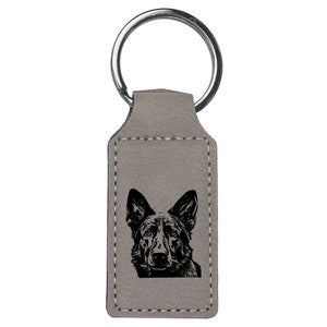 German Shepherd Leatherette Keychain: Engraved Dog Lover Gift