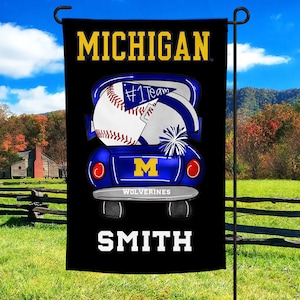 University of Michigan Personalized Baseball Garden Flag | Michigan Wolverines Garden Flag | Wolverines Garden Flag | Michigan Wolverines
