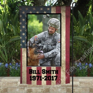 Personalized Memorial Military Garden Flag: Patriotic Decor (12x18 inch)