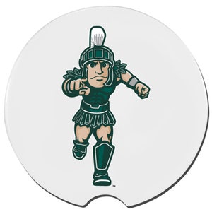 Michigan State Spartans Car Coasters | Michigan State Coasters | Michigan State Fan Gifts | Michigan State University Sandstone Coasters