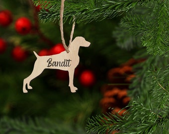 Weimaraner Personalized Dog Ornament, Wood Dog Ornament with Lettered Name, Custom Dog Ornament, Weimaraner Ornament, Weimaraner