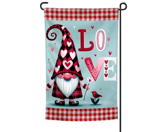 Valentine's Garden Flag | Garden Flag | Yard Flag | Yard Decor | Valentine Garden Flag | Gnome Garden Flag