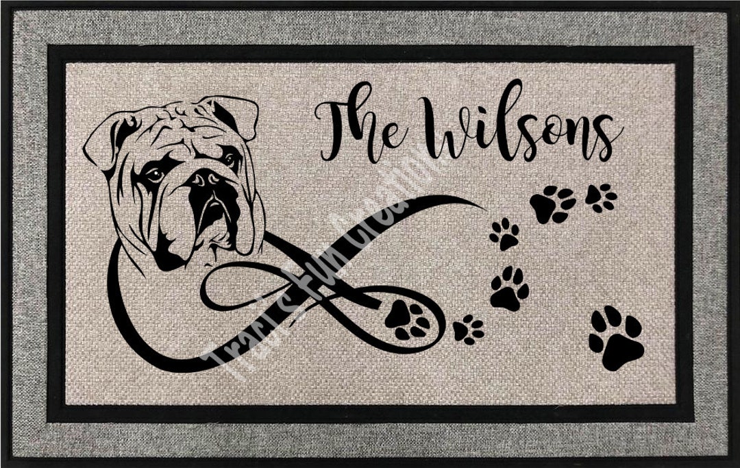 Personalized Doormat, Door Mat, English Bulldog Door Mat,wedding Gift