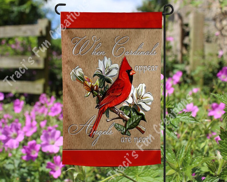 Cardinal Garden Flag When Cardinals Appear Angels are Near Etsy