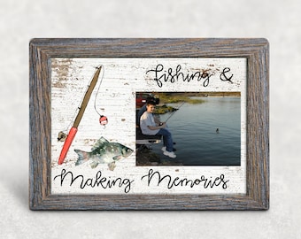 Fishing & Making Memories Photo Panel, Father's Day Present, Present for Dad, Fishing Gift, Fisherman Gift, Grandparent gift, Father's Gift