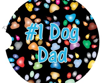 Dog Dad Car Coasters: Sandstone Cup Holder Coaster Set