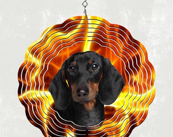 Dachshund Wind Spinner: 10" Aluminum Garden Decor