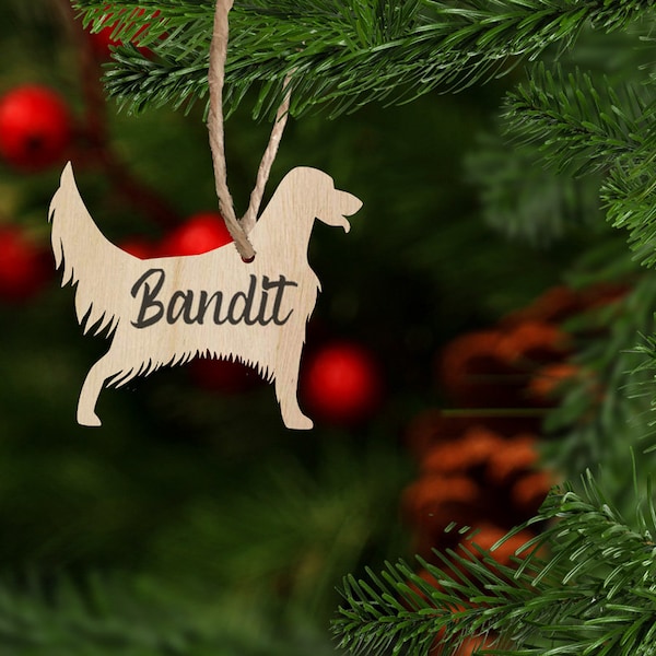 English Setter Personalized Dog Ornament, Wood Dog Ornament with Lettered Name, Custom Dog Ornament, English Setter Ornament, English Setter