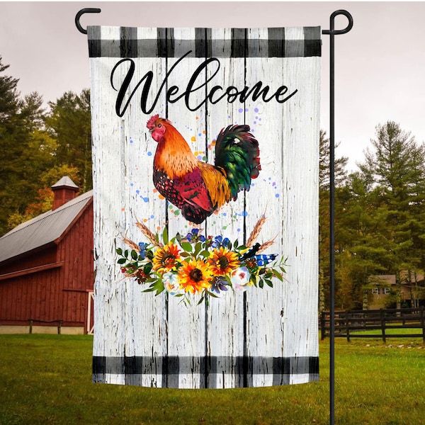 Chicken Garden Flag Etsy