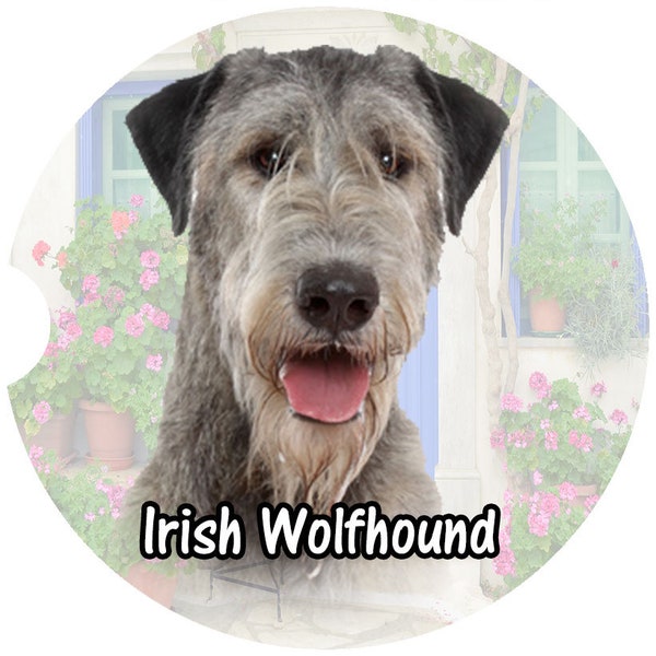 Irish Wolfhound, Car Coasters, Irish Wolfhound Dog, Irish Wolfhound Gifts, Sandstone Coasters, Car Coaster, Cup Holder Coaster