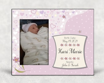 Baby Picture Frame | Personalized Birth Announcement Picture Frame, | Gift for New Parents | Newborn Picture Frame | Birth Information Frame