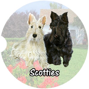 Scottish Terrier Sandstone Car Coasters | Scottish Terrier Coasters | Car Holder Coaster | Scottish Terrier |Scottish Terrier Gift |Scotties