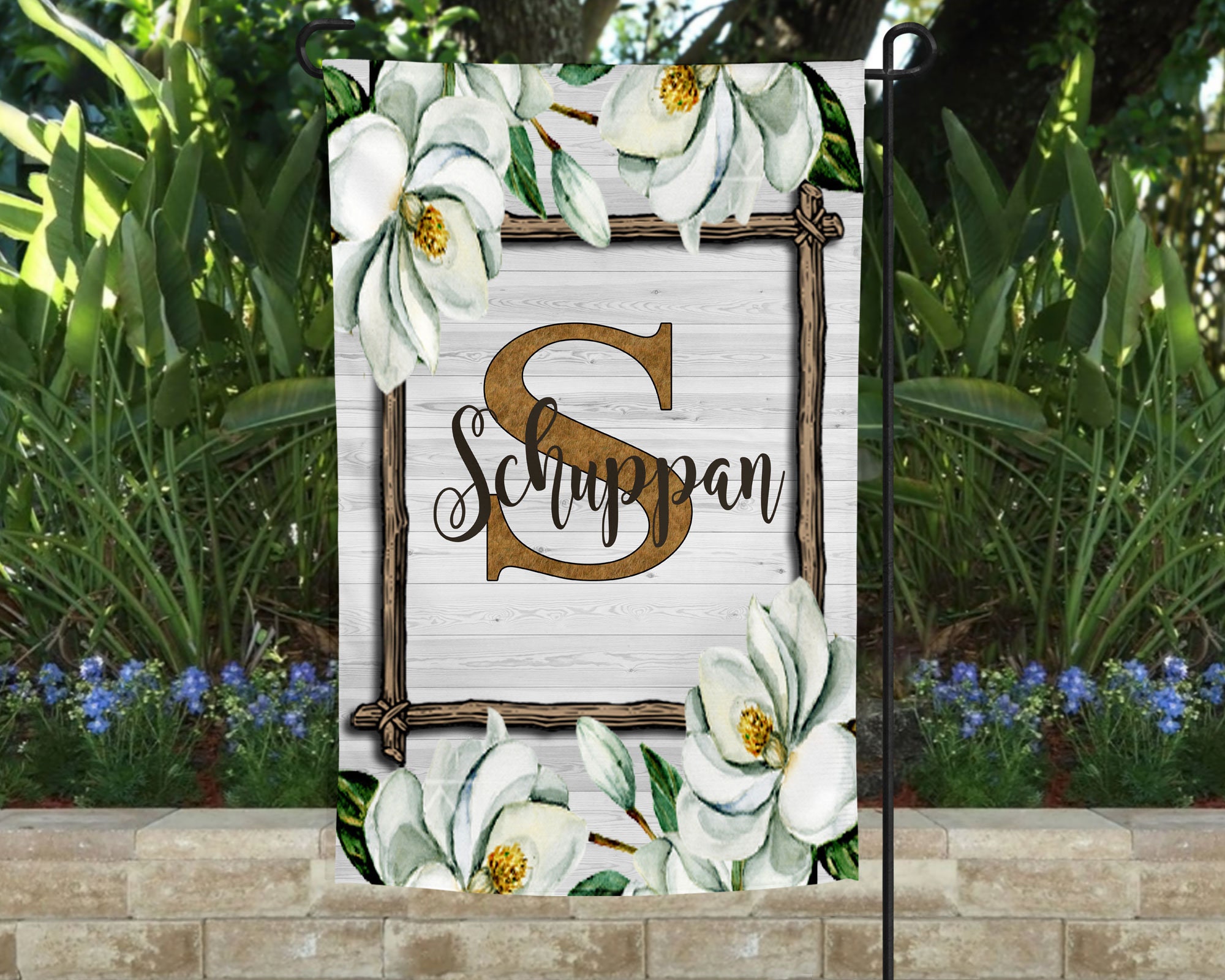 Personalized Garden Flagmagnolia Garden Etsy UK