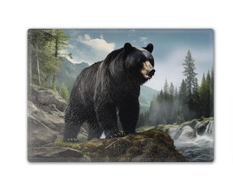 Bear Tempered Glass Cutting Board: Wildlife Kitchen Decor