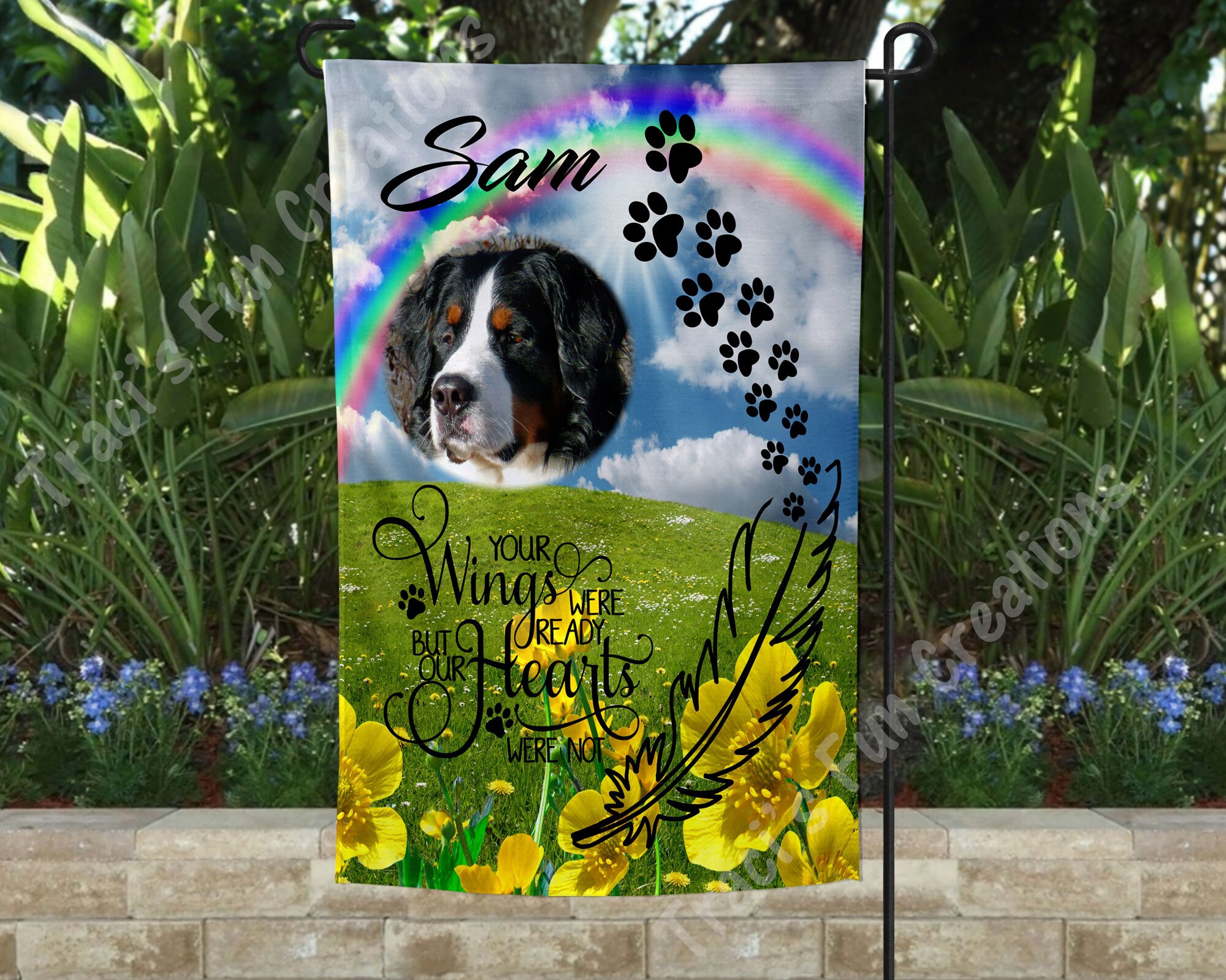 Personalized Memorial Dog Garden Flag Your Wings Were Ready Etsy