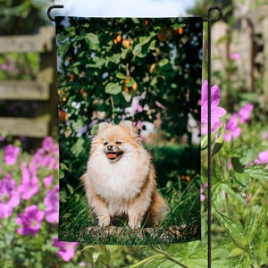 Pomeranian garden flag, garden flag, yard flag, yard decor, Pomeranian, Pomeranian Lover, Dog Garden Flags