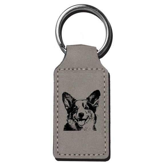 Engraved Corgi Leatherette Keychain: Dog Lover Gift