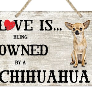 Love is being owned by a Chihuahua Dog Breed Themed Sign, Chihuahua Gift, Dog Sign, Pet Sign, Dog Lover Gift,