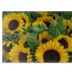 Gift Cutting Board : Sunflower Vintage Bee Flower Floral Yellow Decor  Painting