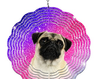 Pug Wind Spinner: 10" Aluminum, Garden Decor