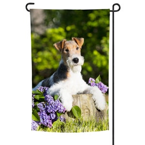 Wire Fox Terrier garden flag, garden flag, yard flag, yard decor, Wire Fox Terrier, Wire Fox Terrier Gifts, Dog Garden Flag