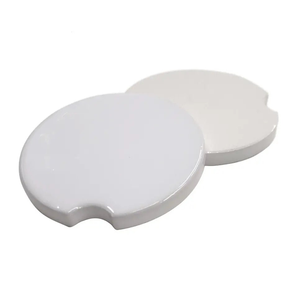 Ceramic Car Coasters Sublimation Blanks Bulk,for DIY Personalized Printed Car Decoration, White Round with Finger Notches for Easy Disassembly