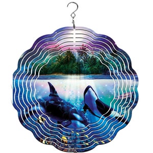 Orca Wind Spinner: 10&quot; Aluminum, Sea Life Decor