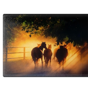 Horse Glass Cutting Board, Kitchen Decor, House Warming or Wedding Gift, Bridal Shower Gift, Horse Lover, Horse, Horses Cutting Board
