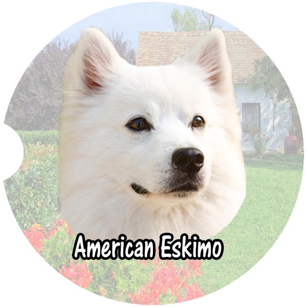 American Eskimo Sandstone Car Coasters,American Eskimo Coasters,car holder coaster, American Eskimo, American Eskimo Gifts