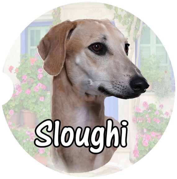 Sloughi Dog Car Coasters: Sandstone Cup Holder Coasters, Set of