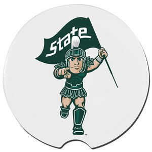 Michigan State Spartans Car Coasters | Michigan State Coasters | Michigan State Fan Gifts | Michigan State University Sandstone Coasters